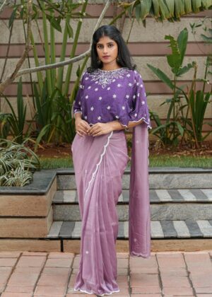 Pure organza saree with cape