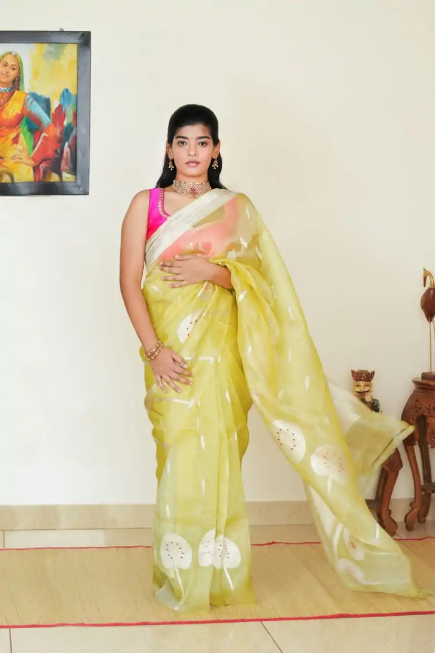 Pure Kora Banaras Khadua Saree