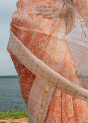Pure Kora Inlay Sequin Border Saree