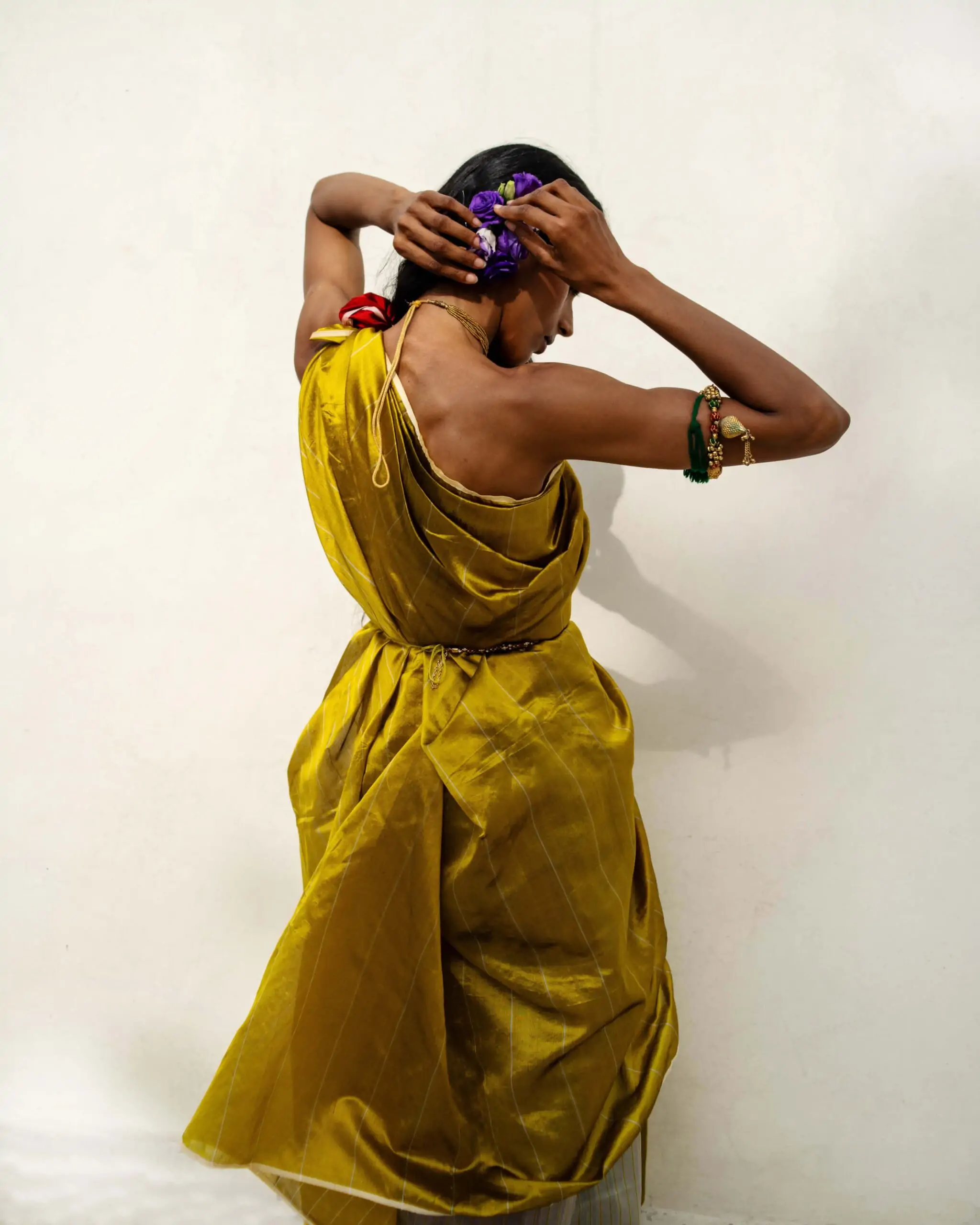 Designer Colorblocked Saree in Pure Chanderi Silk