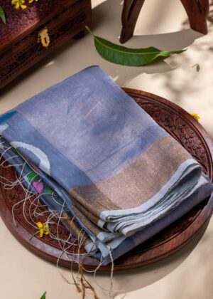 Jamdani Pure Muslin Silk Saree (Grey )